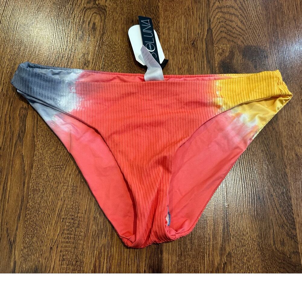 Soluna Full Moon Ribbed Hipster Bikini Bottom Tie Dye NWT Size XL Swim